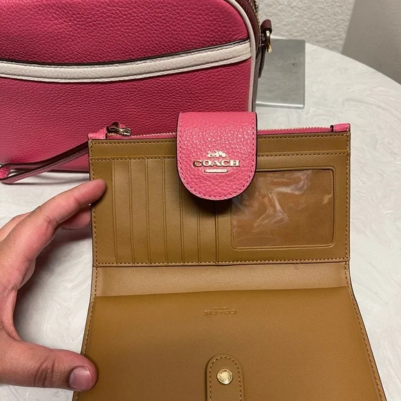 Coach Jes Crossbody in Pink Color block with Matching Wallet - Picture 7 of 14